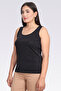 10966 Black Shiny Fabric Knitted Tank Top - 3