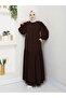 Pleated Waist Hidden Zipper Belt Balloon Sleeve Ferace-1031 - 6