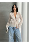 Women's V-Neck Lace-Up Blouse