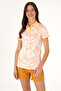 Women's Orange Patterned Polo Neck T-Shirt 50300770-Vr202