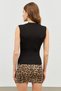 Women's Black White Brown Navy Blue 4-Piece Zero Sleeve Half Fisherman Blouse - 6