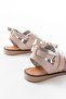 205-041 Beige Orthopedic Genuine Leather Women's Sandals - 4