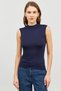 Women's Black White Brown Navy Blue 4-Piece Zero Sleeve Half Fisherman Blouse - 3