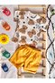 100% Organic Cotton Unisex Summer Baby Set – Teddy Bear Patterned T-Shirt & Yellow Shorts Set of 2