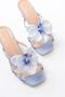 S-622 Baby Blue Orchid Detailed Thin Heeled Women's Slippers - 4