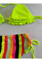 Women's Neon Yellow Color Patterned Halter Bikini Suit Hzl25S-Lc3350 - 5