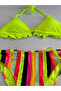 Women's Neon Yellow Color Patterned Halter Bikini Suit Hzl25S-Lc3350 - 2