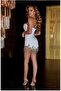 Black Strapless Mini Bandage Dress with Crystal Fringe - 2