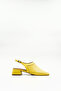 Yellow Genuine Leather Short Heeled Summer Slingback Shoes