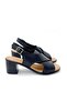 Kindep (Ces) Genuine Leather Thick Heeled Women's Sandals Black - 3
