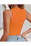 Women's Orange Halter Neck Ribbed Crop Blouse - 4