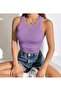 Women's Lilac Halter Neck Ribbed Crop Blouse