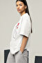 Korean Finger Heart Printed Women's Circle Neck Cotton Oversize Short Sleeve T-Shirt - 3
