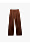 Aerobin Fabric Wide Leg Satin Trousers with Elastic Waist and Tie Pockets - 3