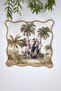 Embroidered Edge Cocktail Napkin with Exotic Jungle and Elephants Design, 1 Piece, 15 X 15, Multicolor Fabric Tr Ne