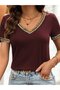 Women's Short Sleeve V Stripe Ethnic Pattern Collared Viscose Blouse - 3