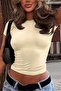 Yellow Crew Neck Basic Women's T-Shirt Mg1725 - 5