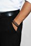Gray Hematite Stone Adjustable Men's Steel Triple Bracelet Set - 7