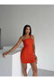 Women's Orange Ottoman Fabric One Shoulder Buckle Detailed Dress Hzl25S-Fry123151