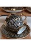Plaid Porcelain Hand Painting Coffee Cup Set Gray - 6
