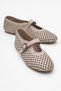 Ari̇an Stone Skin Genuine Leather Perforated Women's Ballerina Shoes