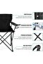 Camping Chairs for Adult, E-far Black Oversized Folding Lawn Chairs with Cup Holders - 2