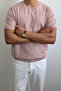Men's Pink Slim Fit Crew Neck Knitwear T-Shirt - 3