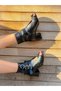 Ellas Black Leather Buckle 5 cm Heel Sandals Summer Boots - 3