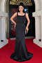 Satin Fabric Back Fish Maxi Dress - Black