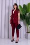 Burgundy Belted Sleeveless Vest Tube Leg Pencil Pants Set - 3