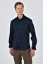Men's Black Half Italian Collar Long Sleeve Slim Fit Stretchable Shirt 1004250235