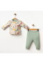 Baby 2-Piece Set Rainbow Printed with Cuffs and Clips