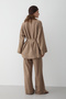 Milky Brown Cotton Kimono Wide Leg Pants Set - 3