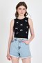 Syah Bow Embroidered Crop Knitted Undershirt 0849 - 2