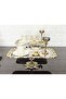 6 Pieces Baton Silver Presentation Tray Gold Rose Framed & Coffee & Tea Tray 32cm - 2