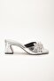 Women's Heeled Slippers Silver Skin Stone Leaf Accessory - 3