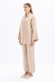 Beige-Wide Folded Slit Linen Trousers Suit - 3