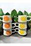 Handmade Set of 6 Lemon and Orange Patterned Ceramic Mug - 3