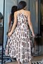 Women's Rope Strap Halter Detail Skirt Ruffled Belt Viscose Summer Dress - 2