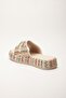 Women's Wedge Heeled Slippers Nude Straw Material Coated Sole Stone - 5