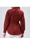 Women's Waist Seat Pleated Burgundy Shirt - 2