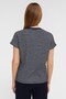 Women's Navy Blue White Striped V Neck Short Sleeve Knitted T-Shirt, Blouse - 5