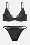 Wire Brodeli Satin Piping Capless Bra Panty Set - 2723 - Black
