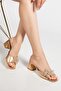 Women's Heeled Slippers Rose Skin Stone Leaf Accessory - 2