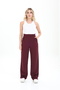 Women's Line Cloth Closure Pleated Bordo Palazzo Pants