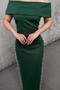 Strapless Neckline Scuba Fabric Dress with Pearls on the Sides Emerald 583242 - 2