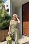 Linen Fabric One Shoulder Draped Detail Design Blouse Palazzo Wide Leg High Waist Pants Pinterest Suit - 3