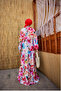 Women's Spring Flower Pattern Dress Fuchsia - 5