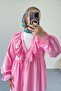 Ruffle Neck Tie-Up Tunic and Wide Leg Pants Set 8845 - Pink - 3