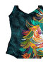Women's Green Tropical Leaf Pattern Plus Size Swimsuit Hzl25S-Lc0046 - 6